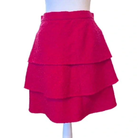 Valentino Vintage Ruffled Mini Skirt, Raspberry Pink, Size 10 - Picture 2 of 7